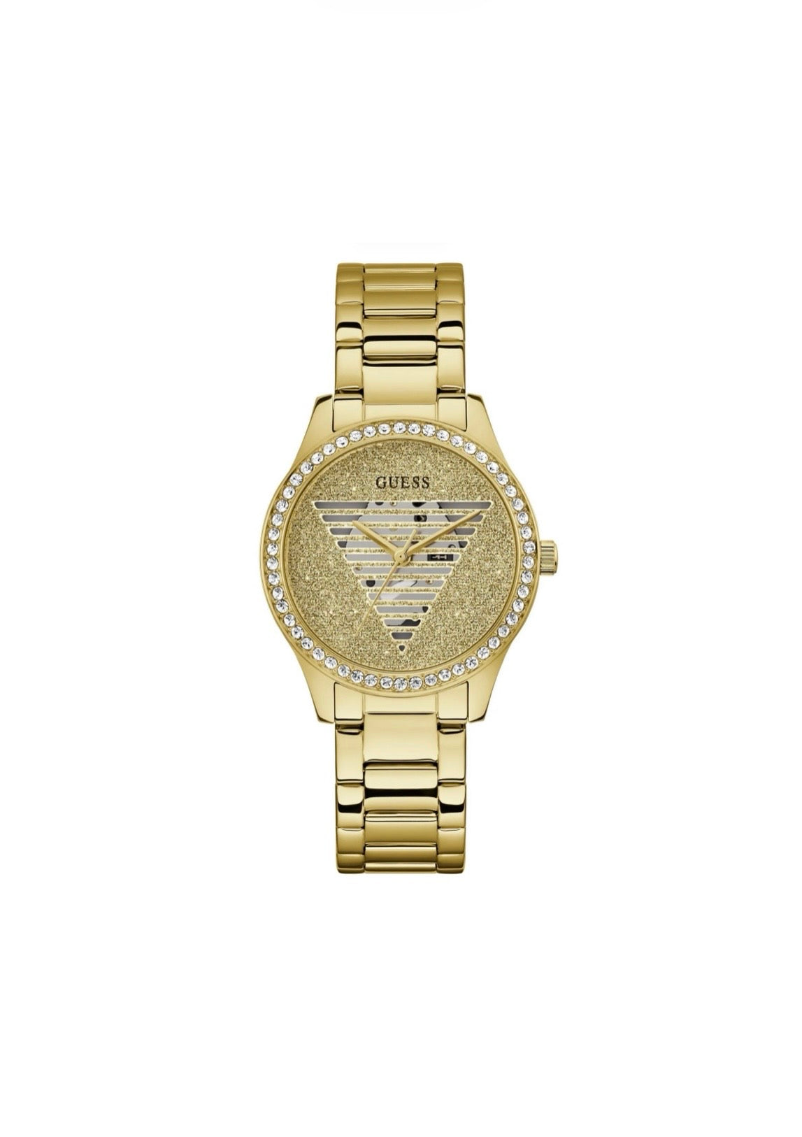Guess Womens Lady Idol Gold Tone Glitter Crystal Watch GW0605L2
