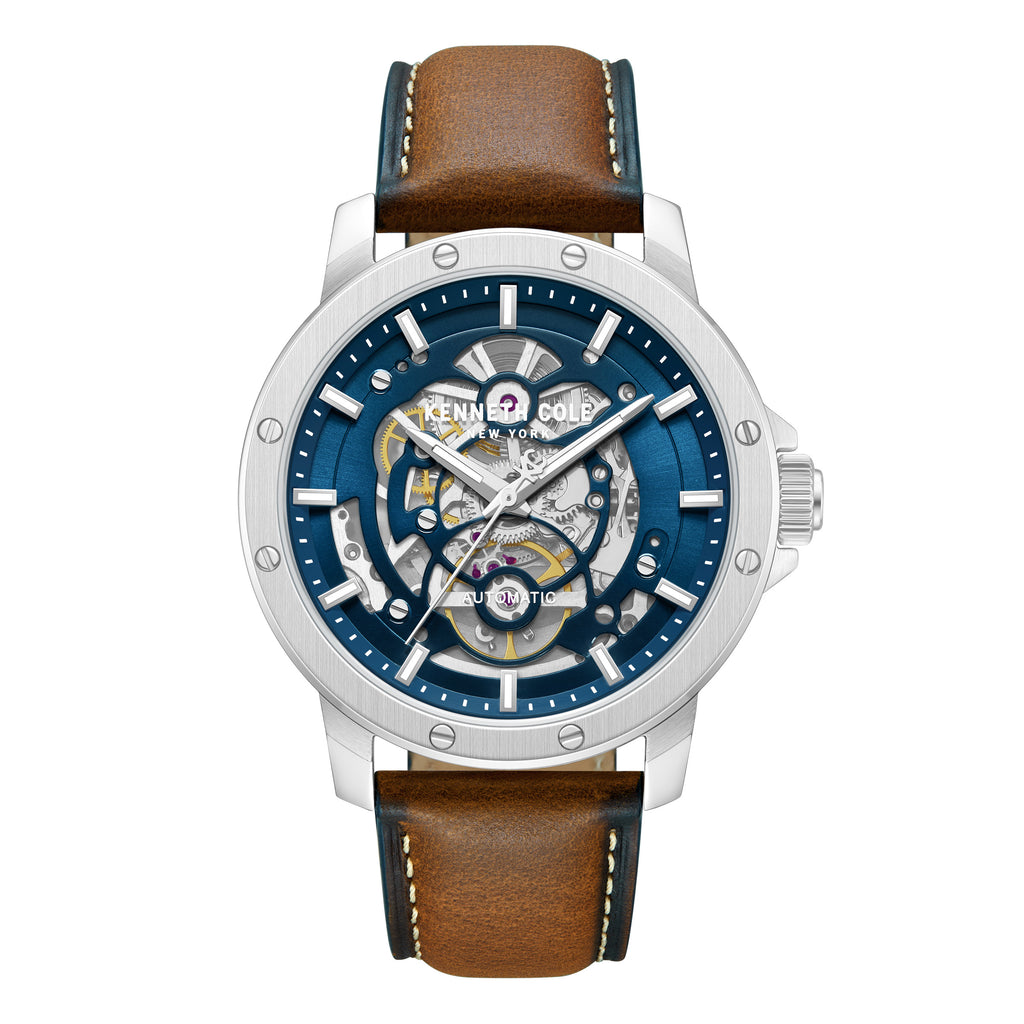 Kenneth Cole Mens Watch Silver Harrison Skeleton Automatic KCWGX0088905