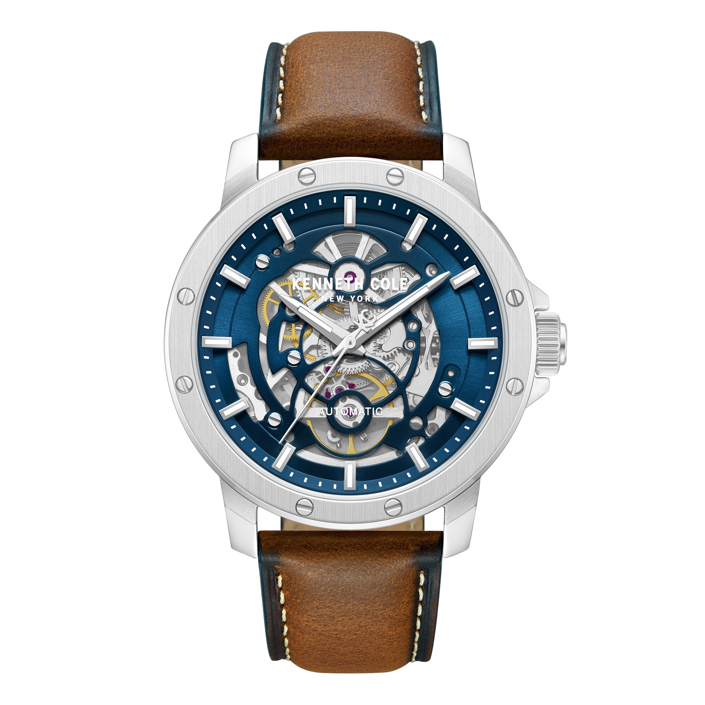 Kenneth Cole Mens Watch Silver Harrison Skeleton Automatic KCWGX0088905