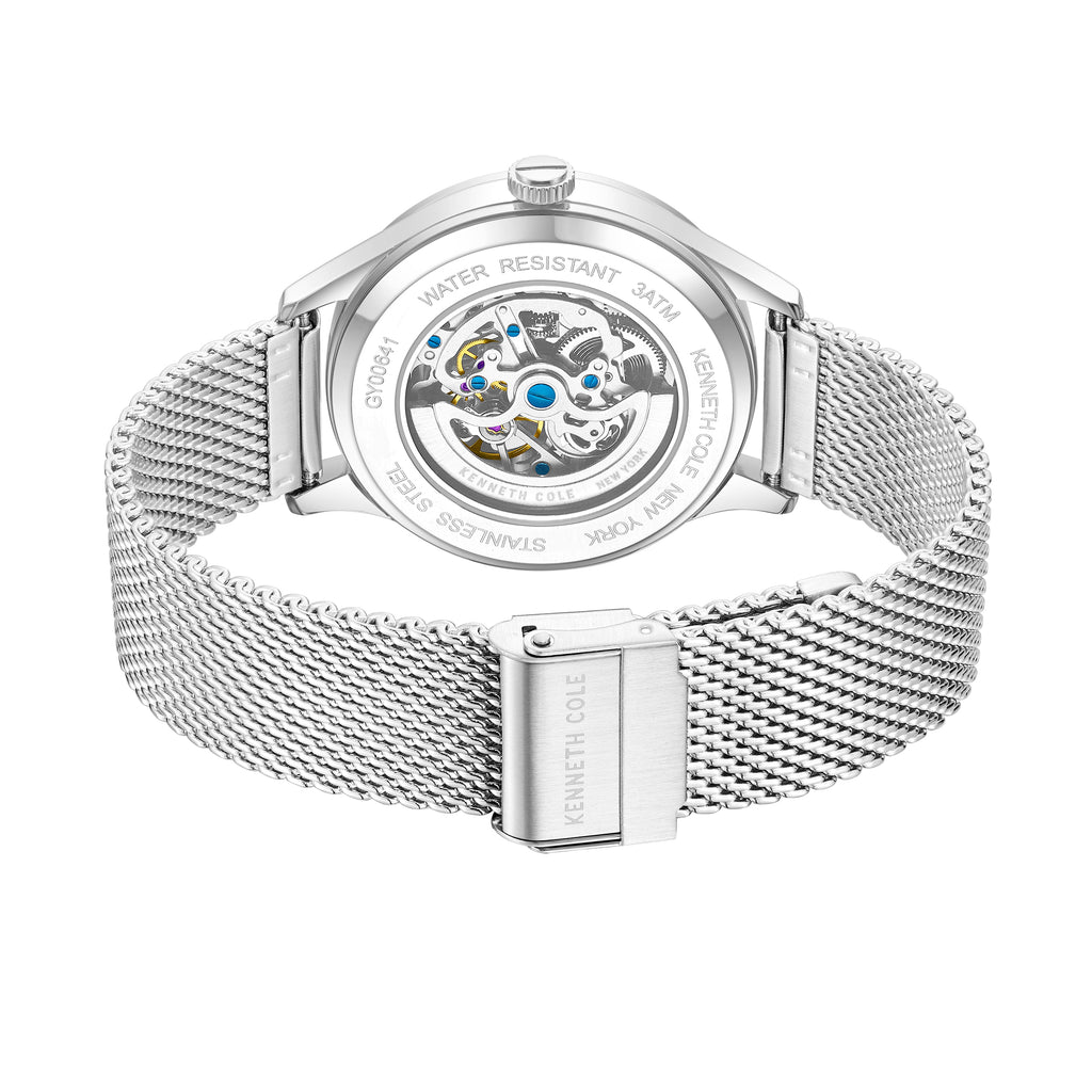 Kenneth Cole Mens Watch Brooklyn Silver Skeleton Automatic KCWGY0064101