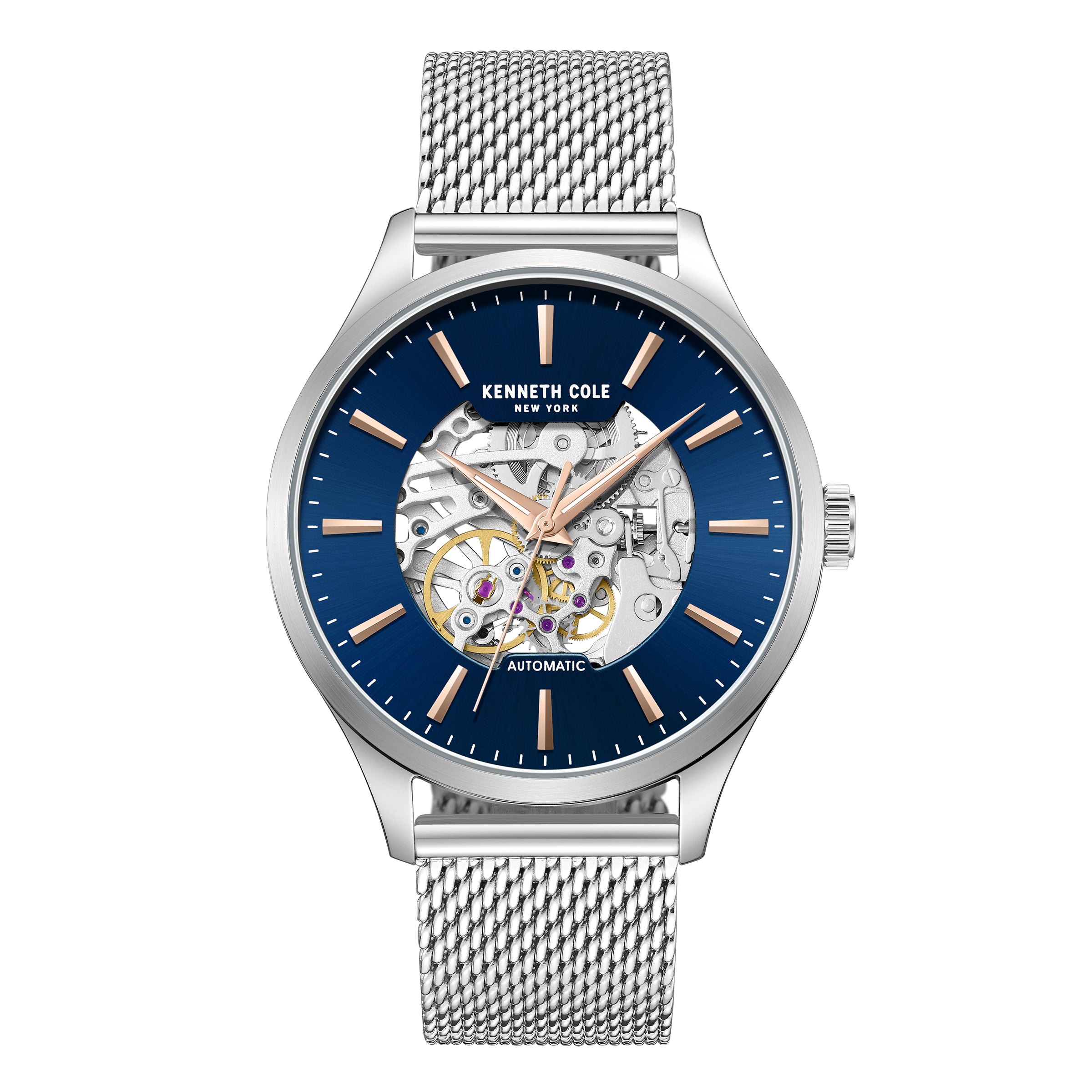 Kenneth Cole Mens Watch Brooklyn Silver Skeleton Automatic KCWGY0064101