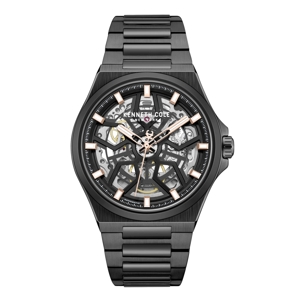 Kenneth Cole Mens Watch Black Skeleton Automatic KCWGY0065303