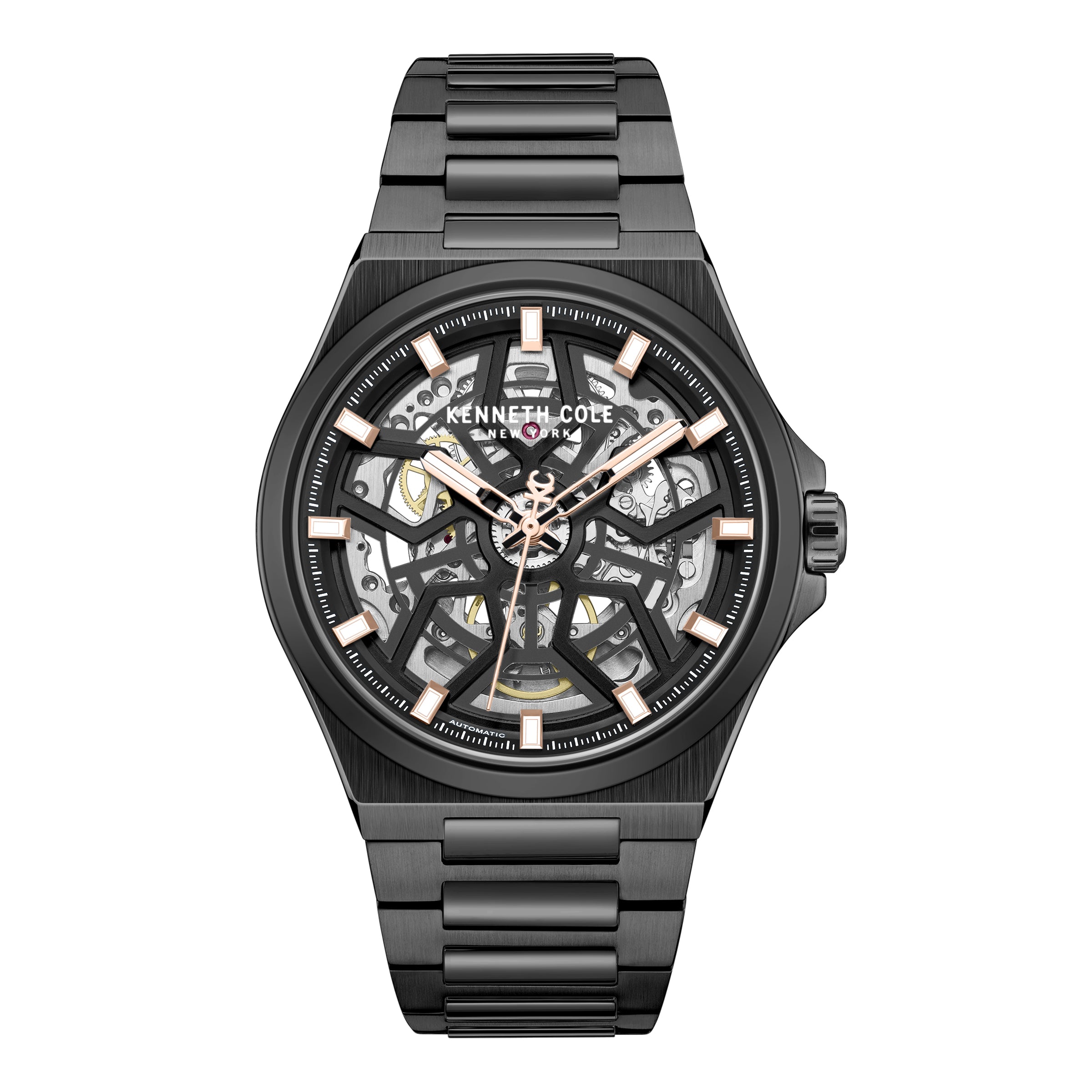 Kenneth Cole Mens Watch Black Skeleton Automatic KCWGY0065303