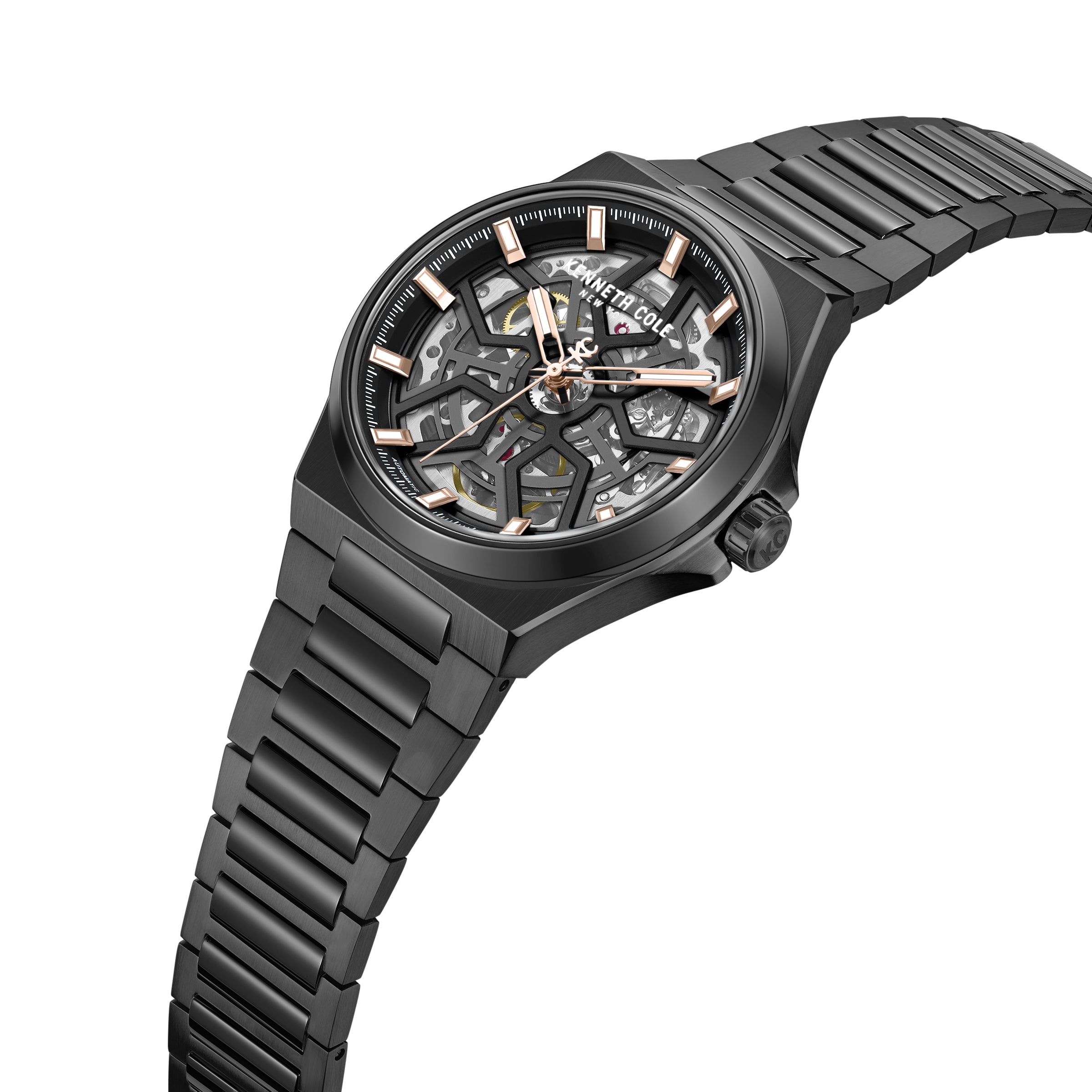 Kenneth Cole Mens Watch Black Skeleton Automatic KCWGY0065303