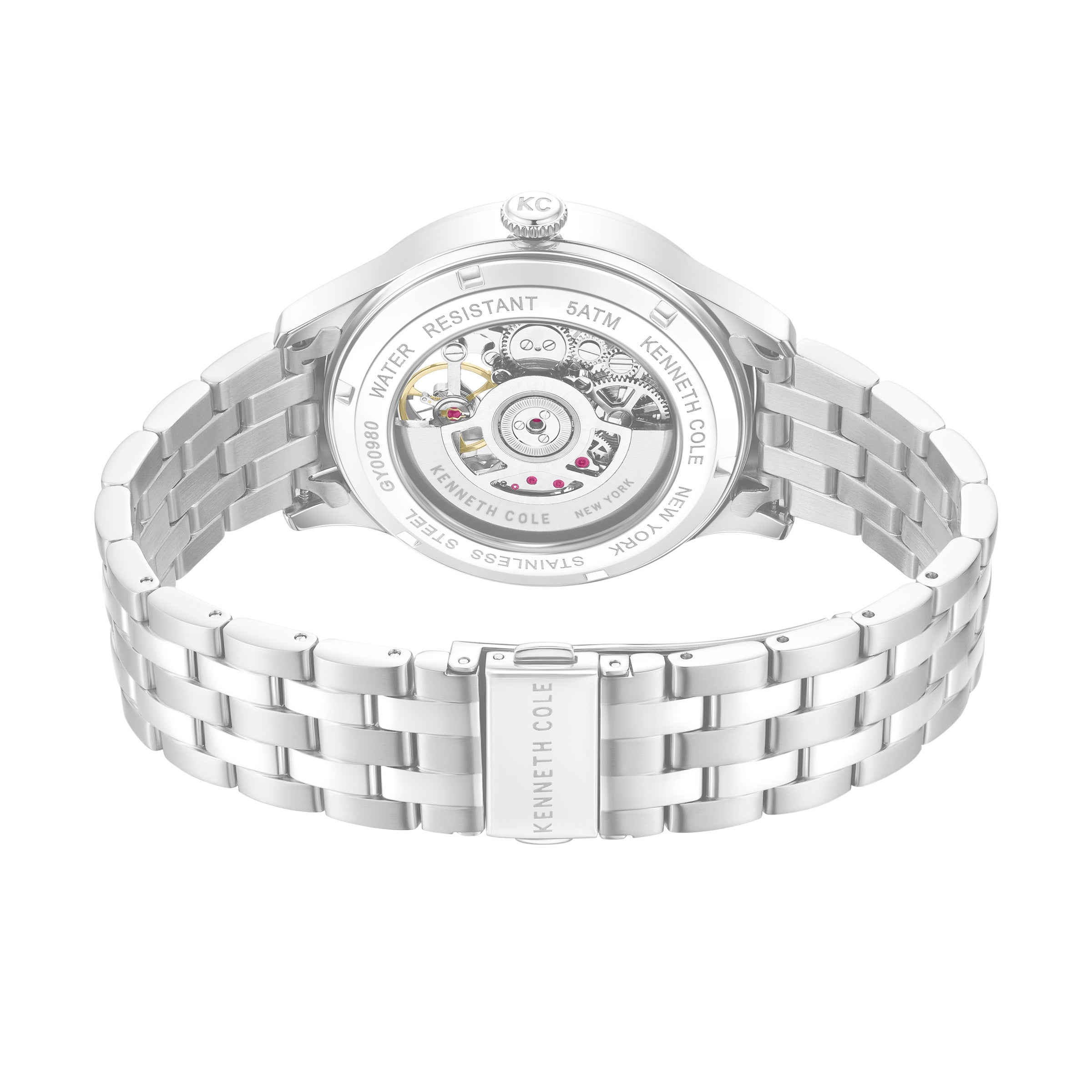 Kenneth Cole Mens Watch Newport Silver Skeleton Automatic KCWGY0098005