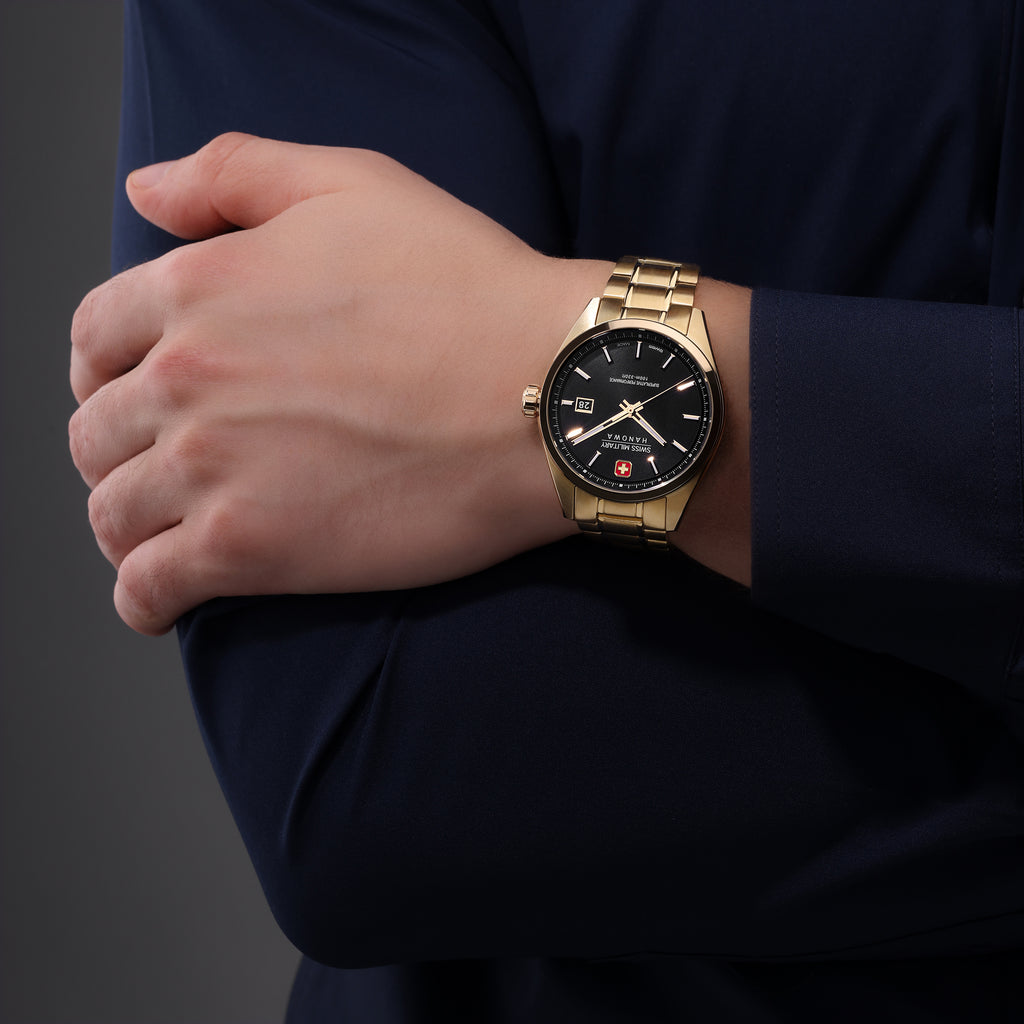 Swiss Military Hanowa Mens Watch Pioneer Gold Swiss Made SMWGH0004110