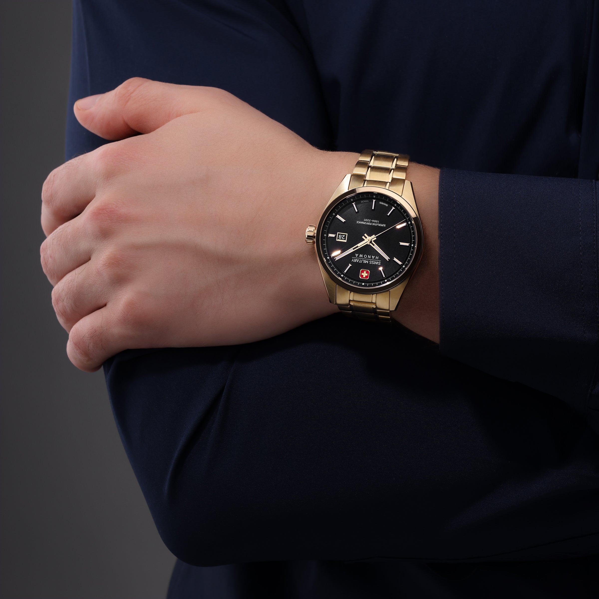 Swiss Military Hanowa Mens Watch Pioneer Gold Swiss Made SMWGH0004110